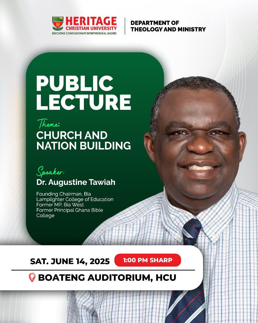 Image of public lecture with theme as Church and Nation Building.