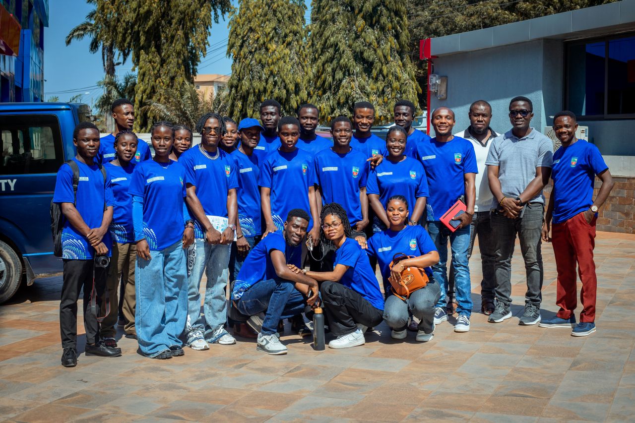 Group photo of HCU media students at broadcast station