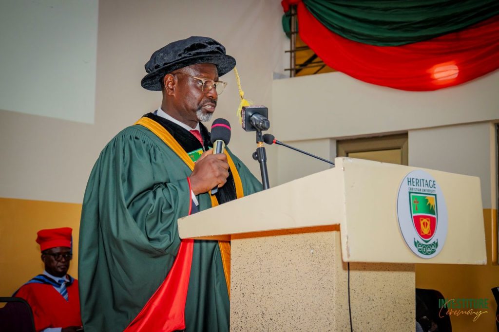New Chancellor delivering acceptance speech at HCU