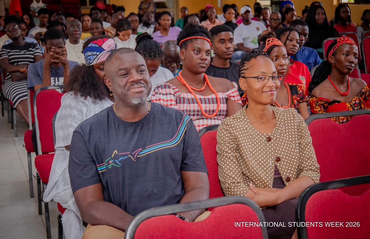 Students from India, USA, Ivory Coast at event