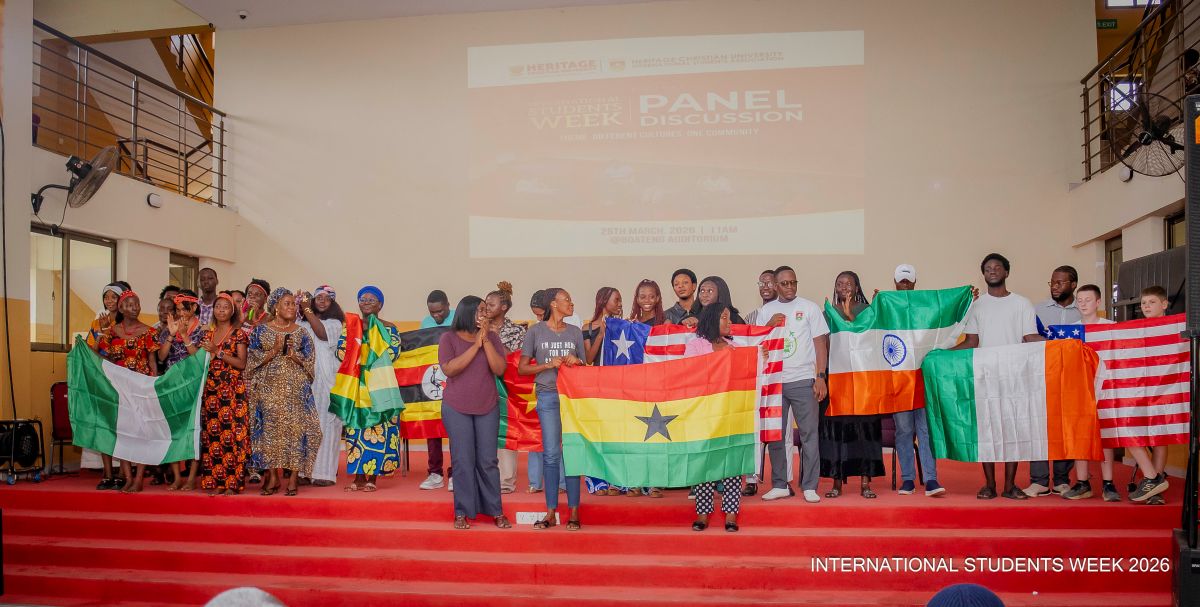 International students holding flags in solidarity