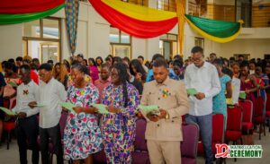"New students taking oath during 10th Matriculation Ceremony at Heritage