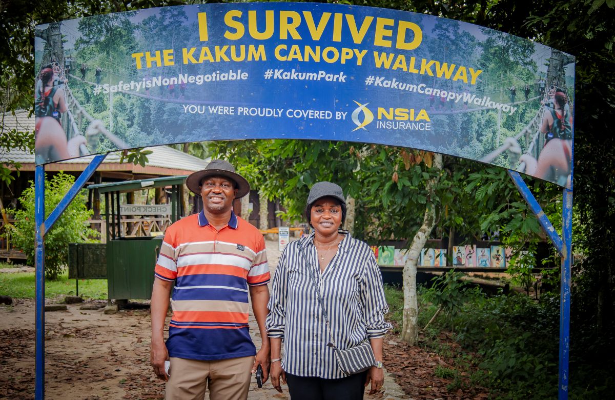 Delegates on Kakum canopy walkway bridges 40 metres high